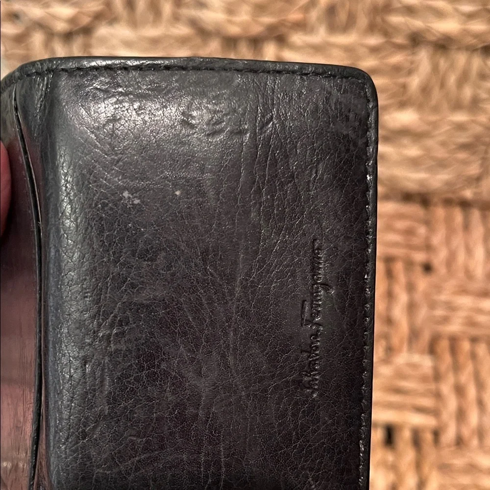 Salvatore Ferragamo Black Leather Folded Card & Key Holder